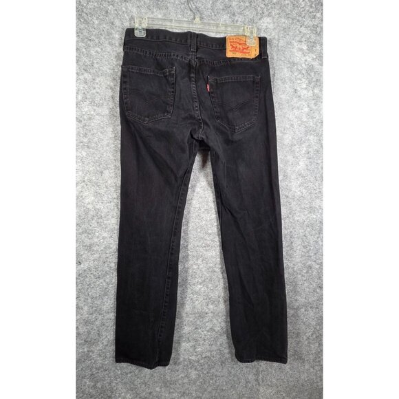 Levi's Men's Button Fly Denim Jeans Black Straight Leg Size 33x32 Classic - Picture 6 of 9